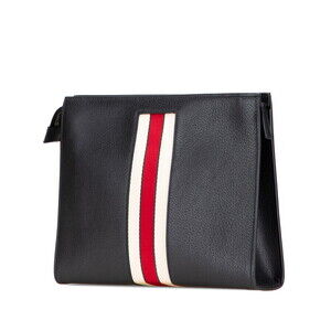 Gucci Black Bag Stripe Bag Web Clutch Leather Shoulder